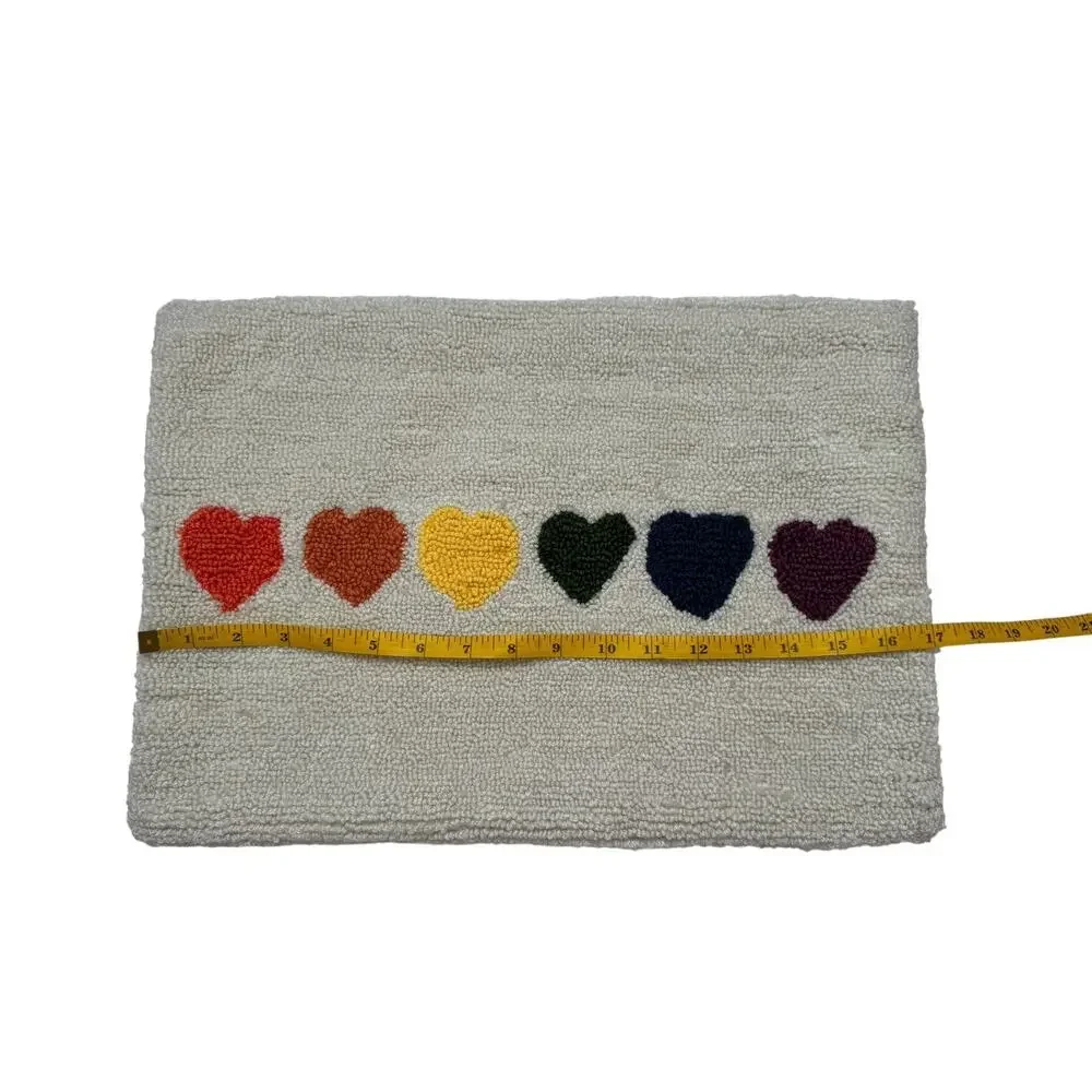 Rainbow Heart Rectangle Knit Pillow Cover Zippered Cotton Blend Textured SONOMA